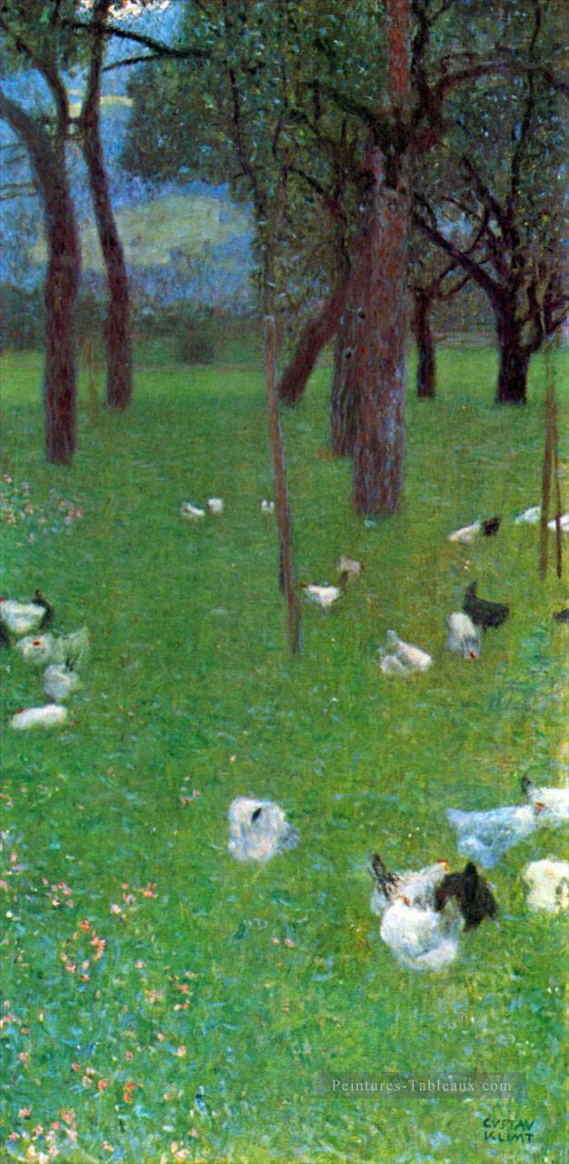 Après le Rain Garden avec des poulets à St Agatha Gustav Klimt Peintures à l'huile